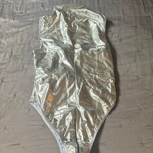 Silver body suit